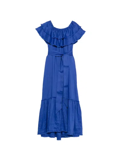 P.a.r.o.s.h Tie-belt Maxi Dress In Blue