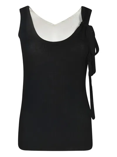 P.a.r.o.s.h Tie-detail Ribbed Top In Black