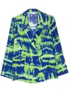 P.a.r.o.s.h Tie-dye Double-breasted Blazer In Green