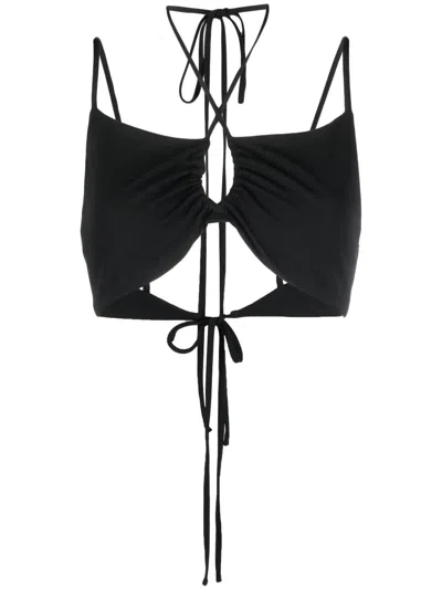 P.a.r.o.s.h Tie-fastening Cropped Top In Black