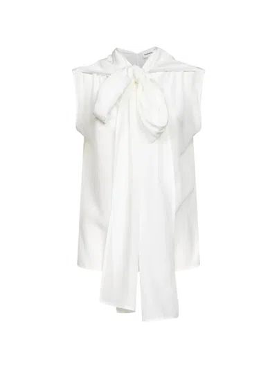 P.a.r.o.s.h Tie-neck Sleeveless Top In White