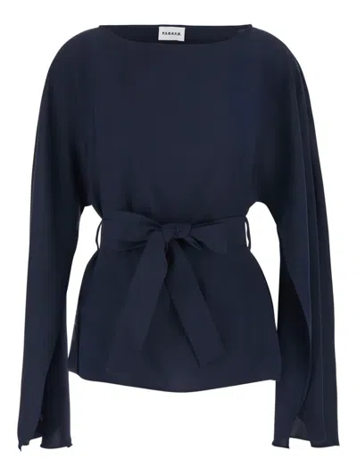 P.a.r.o.s.h Tie Waist Blouse In Blue
