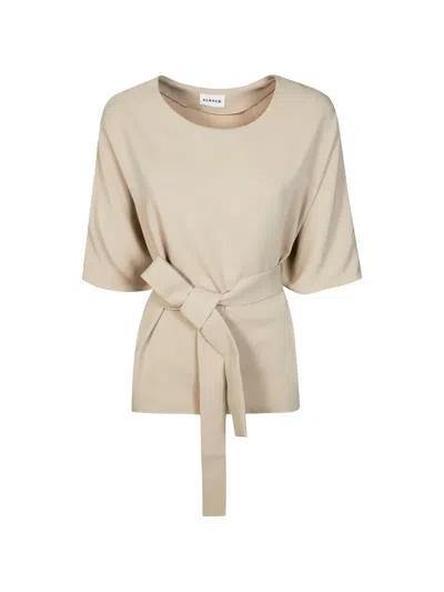 P.a.r.o.s.h Tie-waist Blouse In Neutral