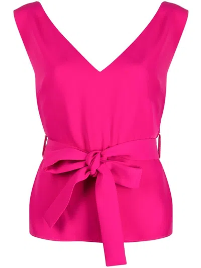 P.a.r.o.s.h Tie-waist Sleeveless Blouse In Fuxia