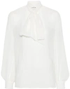 P.a.r.o.s.h Polidori Tied-neck Sheer Blouse In Green
