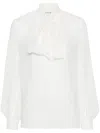 P.a.r.o.s.h Polidori Tied-neck Sheer Blouse In White