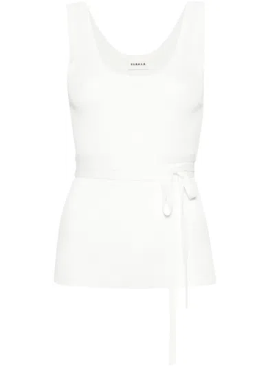 P.a.r.o.s.h Tied Waist Ribbed Tank Top In Neutrals