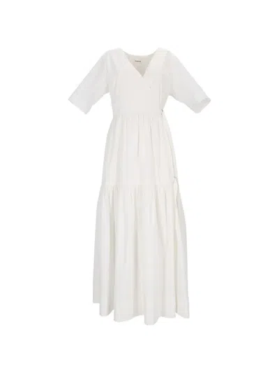 P.a.r.o.s.h Tiered Wrap Maxi Dress In White