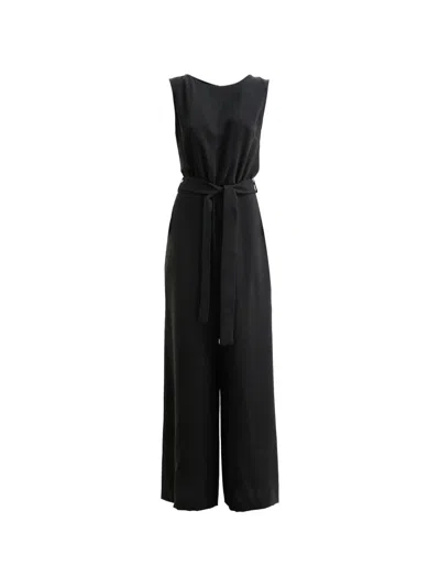 P.a.r.o.s.h Tie-waist Jumpsuit In Black