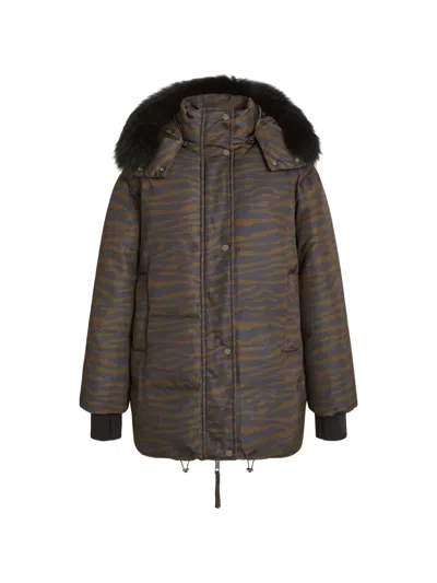 P.a.r.o.s.h Tiger-print Hooded Padded Parka Coat In Brown