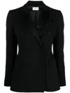 P.a.r.o.s.h . Black Double-breasted Jacket With Peak Revers In Fabric In Black