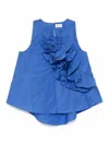 P.a.r.o.s.h Sleeveless Ruffle Detail Back Keyhole Top In Blue
