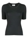 P.a.r.o.s.h . Leila Ribbed-knit Wool Top In Dark Grey
