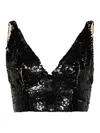 P.a.r.o.s.h Grand V-neck Sequined Cropped Top In Negro