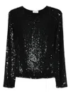 P.a.r.o.s.h Sleeveless Top With Sequin Detail And Round Neck In Black