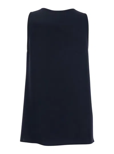P.A.R.O.S.H BLUE SLEEVELESS TOP WITH ROUND NECK IN TECH FABRIC WOMAN