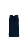 P.a.r.o.s.h Black Tank Top With Plunging U Neckline In Blue