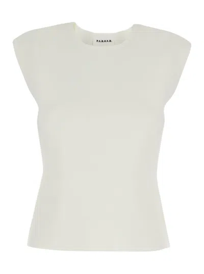 P.a.r.o.s.h Top Con Scollo Rotondo E Design Corto In Misto Viscosa Bianco Donna In White