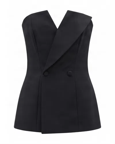 P.a.r.o.s.h Double-breasted Sleeveless Virgin Wool Top In Black