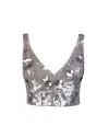 P.A.R.O.S.H GREY TOP WITH EMBROIDERED SEQUINS