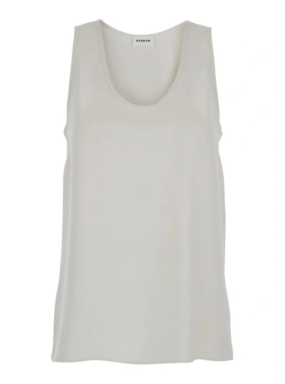 P.a.r.o.s.h White Sleeveless Top With Round Neck In Tech Fabric Woman