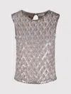 P.a.r.o.s.h Parosh Teardrop Closure Sleeveless Top With Sequined Embroidery In Neutral