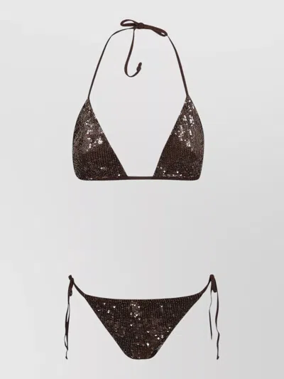 P.a.r.o.s.h Triangle Bikini Micro Sequins Sliding Cups