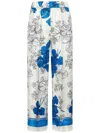 P.a.r.o.s.h Parosh Silk Satin Trousers With Vibrant Flower Print In Blue