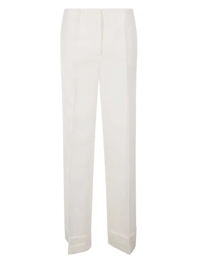 P.a.r.o.s.h Linen Blend Casual Trousers In Cream