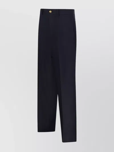 P.a.r.o.s.h Trousers Front Pleated Button Detail In Black