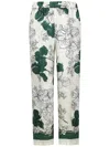 P.a.r.o.s.h Parosh Flower-print Silk Satin Trousers With Elasticated Waistband In Green