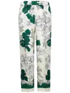 P.a.r.o.s.h Parosh Flower-print Silk Satin Trousers With Elasticated Waistband In Green