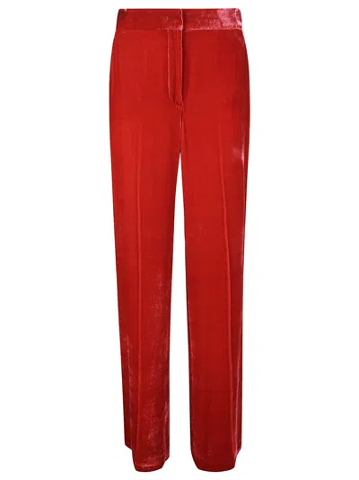 P.a.r.o.s.h Velvet-finish Straight Trousers In Red