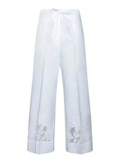 P.a.r.o.s.h Trousers Wide Leg Elastic Waistband In White