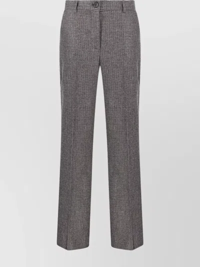 P.a.r.o.s.h Trousers With Houndstooth Pattern And Belt Loops In Gray