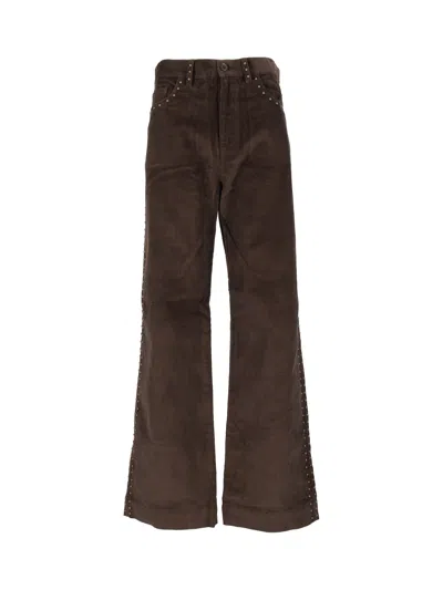 P.a.r.o.s.h Connor Wide Leg Corduroy Cotton Wide-leg Pants In Brown