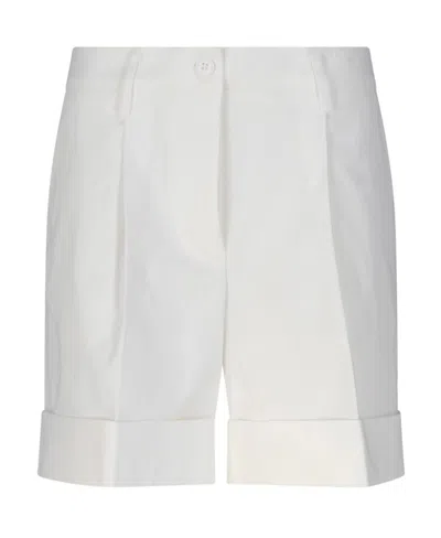 P.a.r.o.s.h Turn-up Hem Cotton Shorts In White
