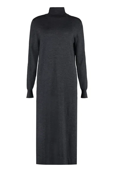 P.a.r.o.s.h Parosh Turtle Neck Long Dress In Gray