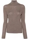 P.a.r.o.s.h Turtle-neck Ribbed-knit Jumper In Brown