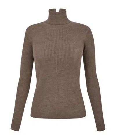 P.a.r.o.s.h Turtle-neck Ribbed-knit Jumper In Brown