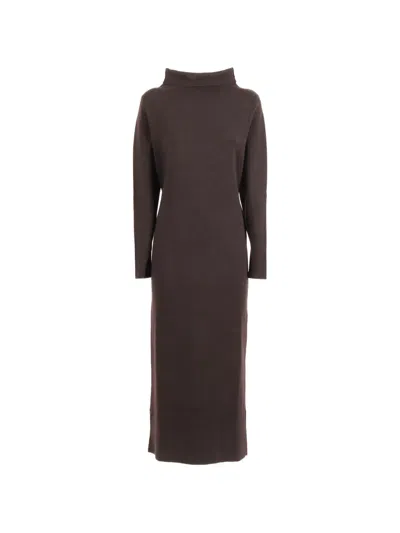 P.a.r.o.s.h Knee Length Back Slit Day Dress In Burgundy