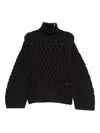 P.a.r.o.s.h Turtleneck Open-knit Sweater In Black