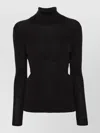 P.a.r.o.s.h Turtleneck Ribbed Knit Top Split Back