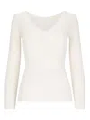 P.a.r.o.s.h Ribbed V Neck Long Sleeve Knitwear In White