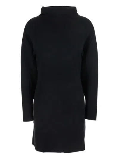 P.a.r.o.s.h Turtleneck Wool Cashmere Midi Dress In Black