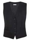P.a.r.o.s.h Black Vest With Button Closure In Black