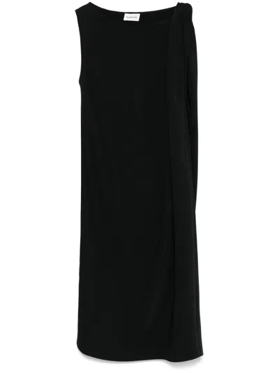 P.a.r.o.s.h Twist-detailing Midi Dress In Black