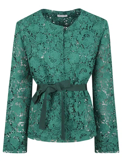 P.a.r.o.s.h Parosh Unlined Lace Design Jacket In Verde Smeraldo