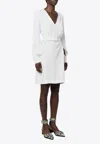 P.a.r.o.s.h V-neck Belted Mini Dress In Neutral