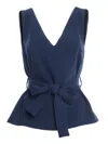 P.a.r.o.s.h Sleeveless Belted Top In Blu